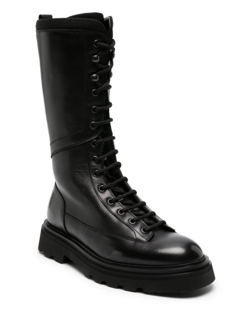 Doucal's Refined Leather Derby Boot With Lace-Up Front