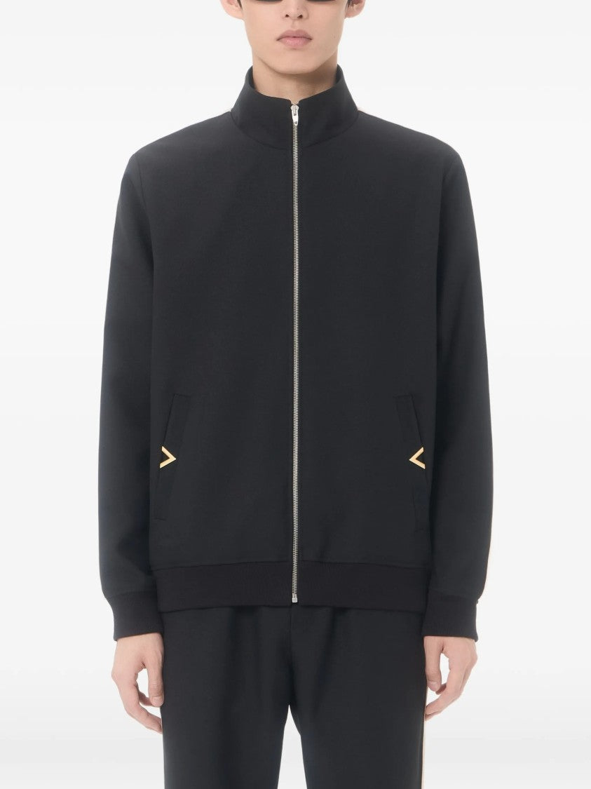 Valentino Black Jersey Sweatshirt Vgold Polyester Jacket