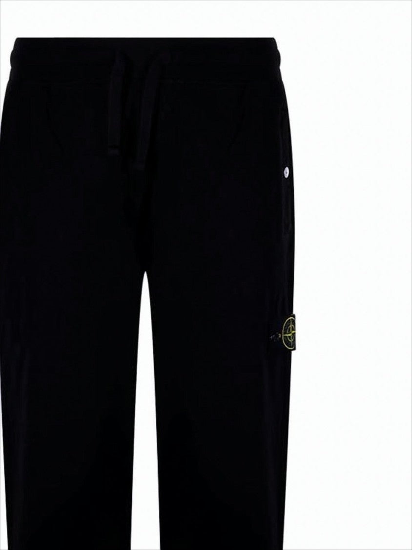 Stone Island Relaxed-Fit Black Jogger Pants With Design