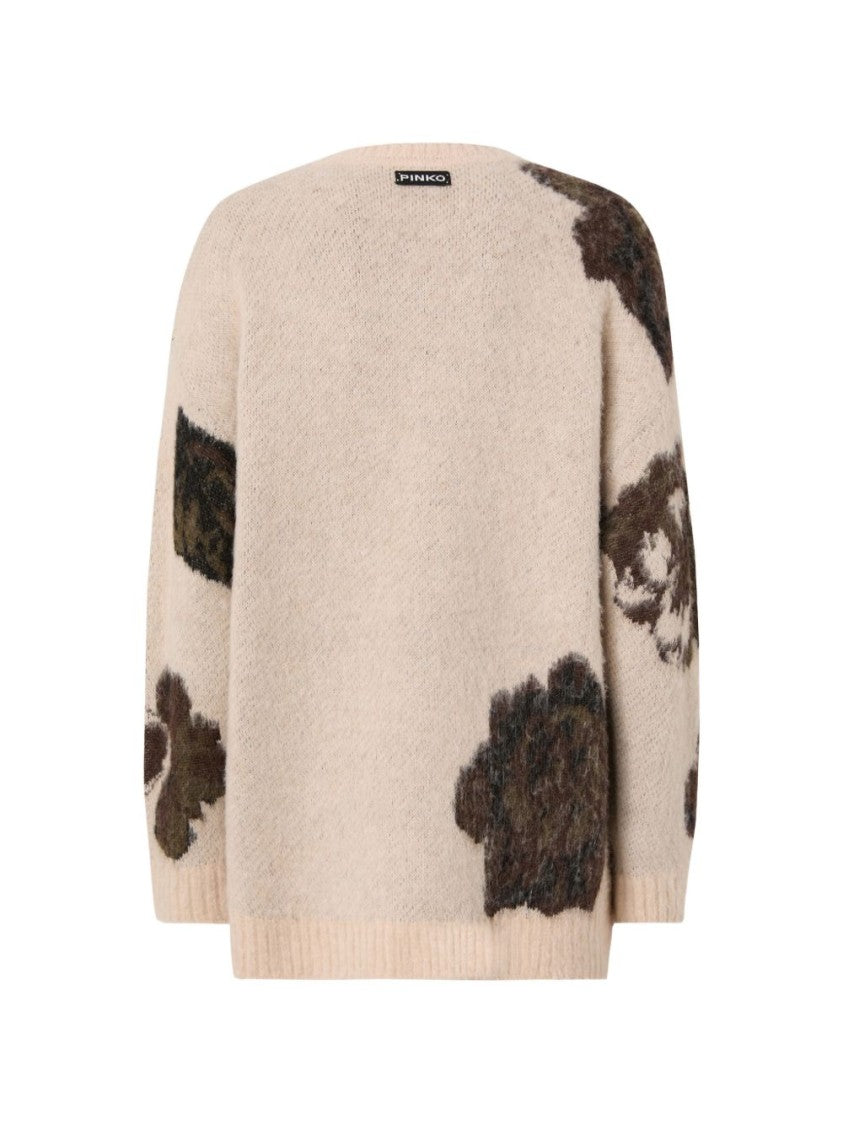 Pinko Floral Jacquard Oversized Wool Alpaca-Blend Sweater