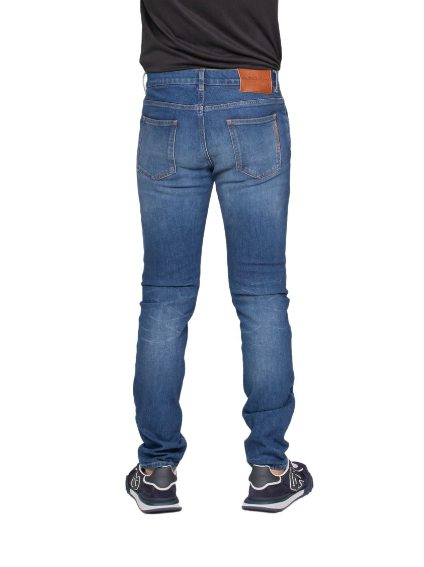 Dolce & Gabbana Slim-Fit Medium Blue Denim Jeans With Classic Five-Pocket Design