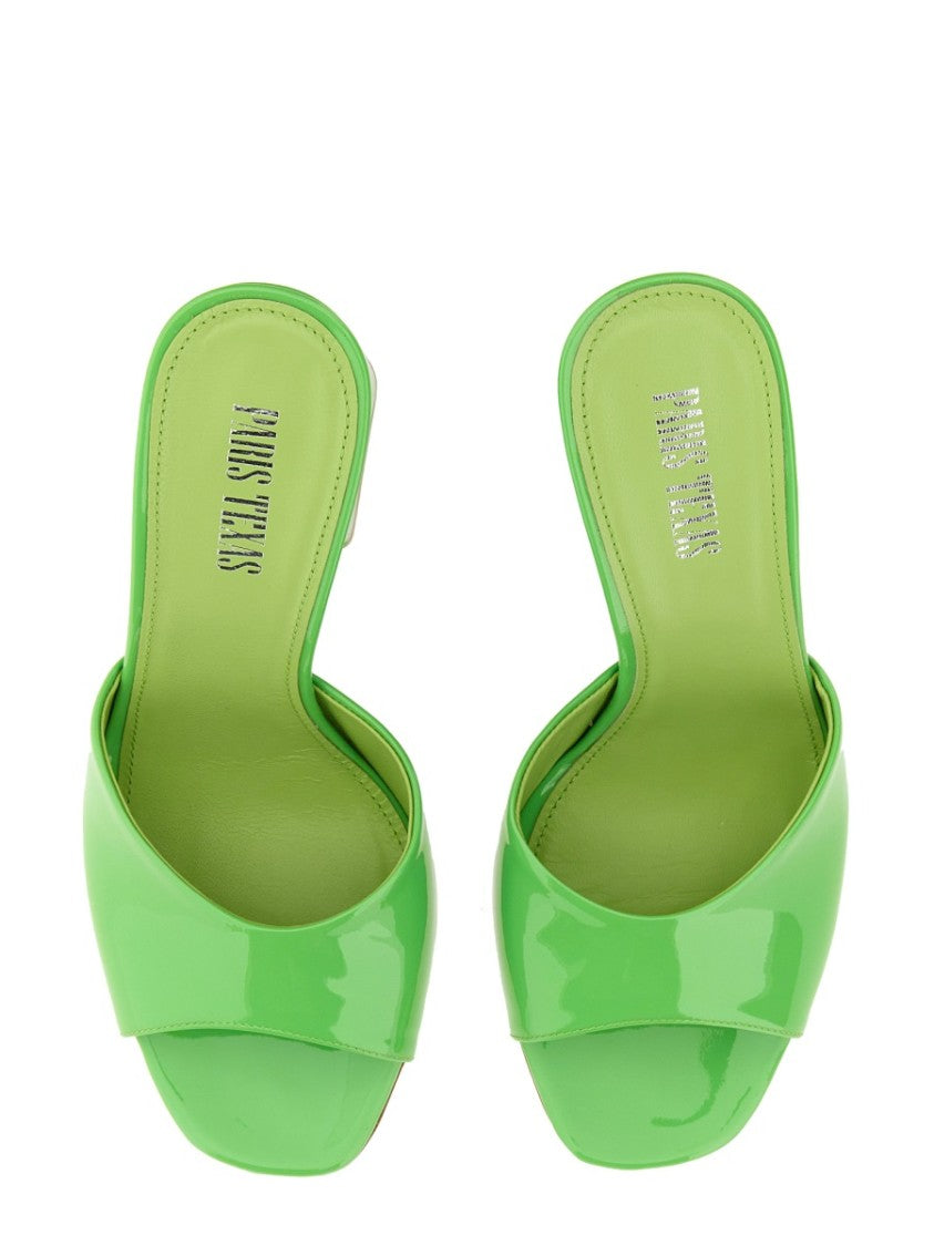 Paris Texas Anja Open-Toe Green Patent Leather Mules
