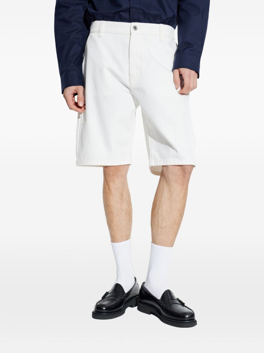 Balmain White Denim Buttoned Front Shorts