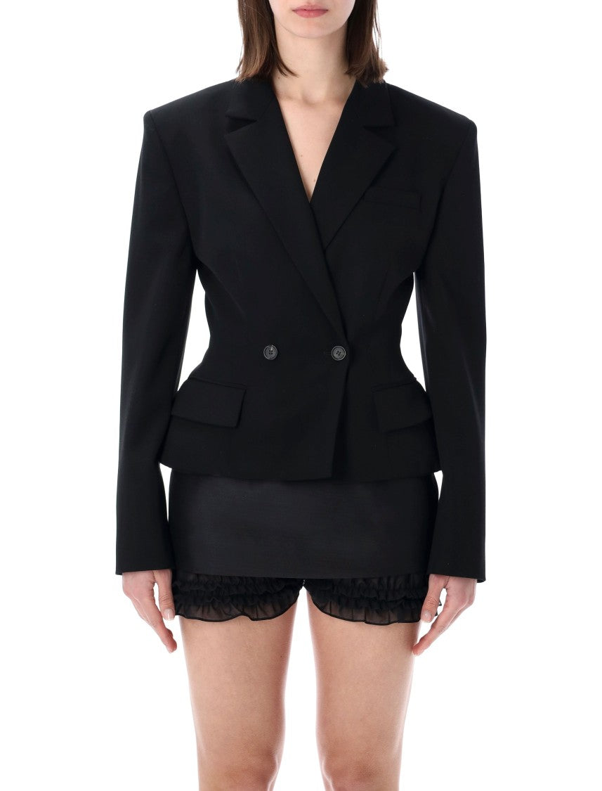 Magda Butrym Peplum Tailored Cropped Wool Blazer
