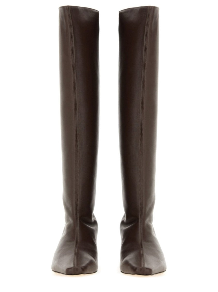 Staud Knee-High Brown Lamb Leather Boots
