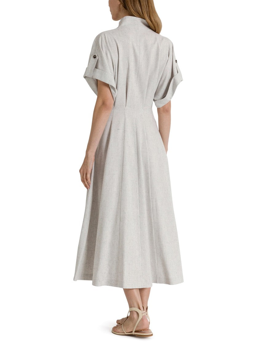 Alberta Ferretti Flared Midi Dress With V-Neckline And Cuffed Sleeves