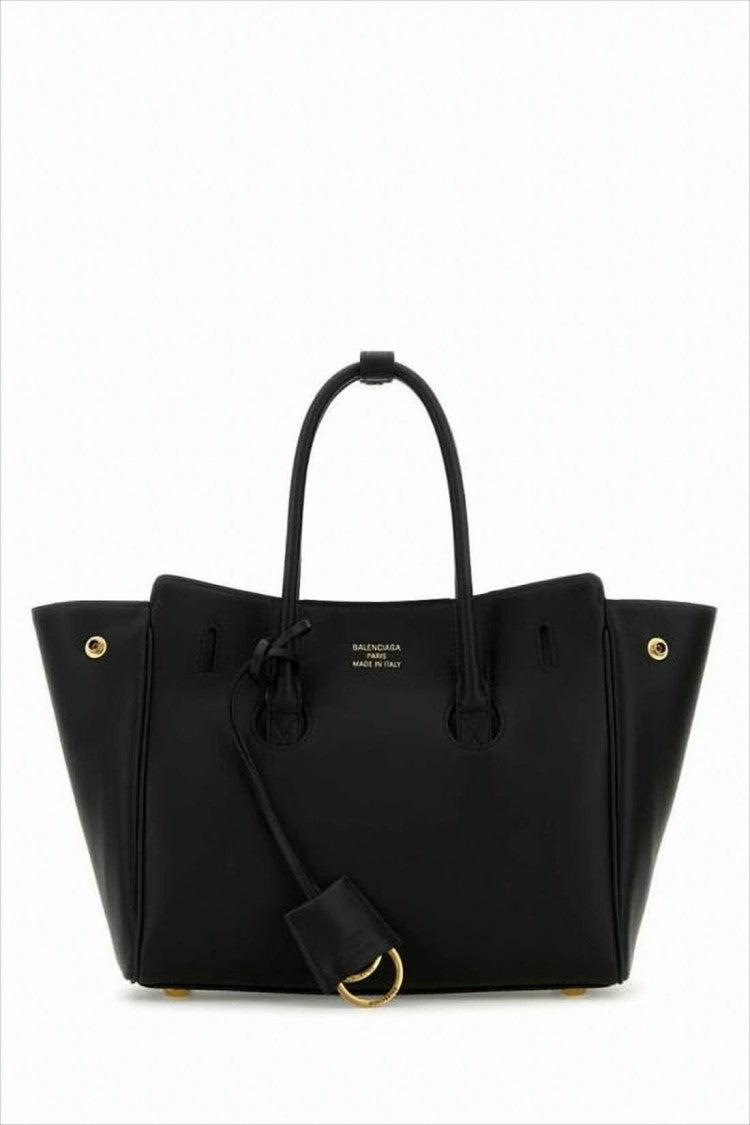 Balenciaga Structured Calf Leather Tote Bag With Gold Accents