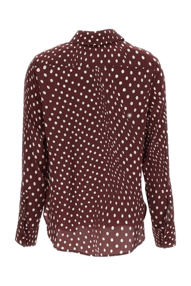 Stella Mccartney Bordeaux Polkadots Printed Silk Shirt