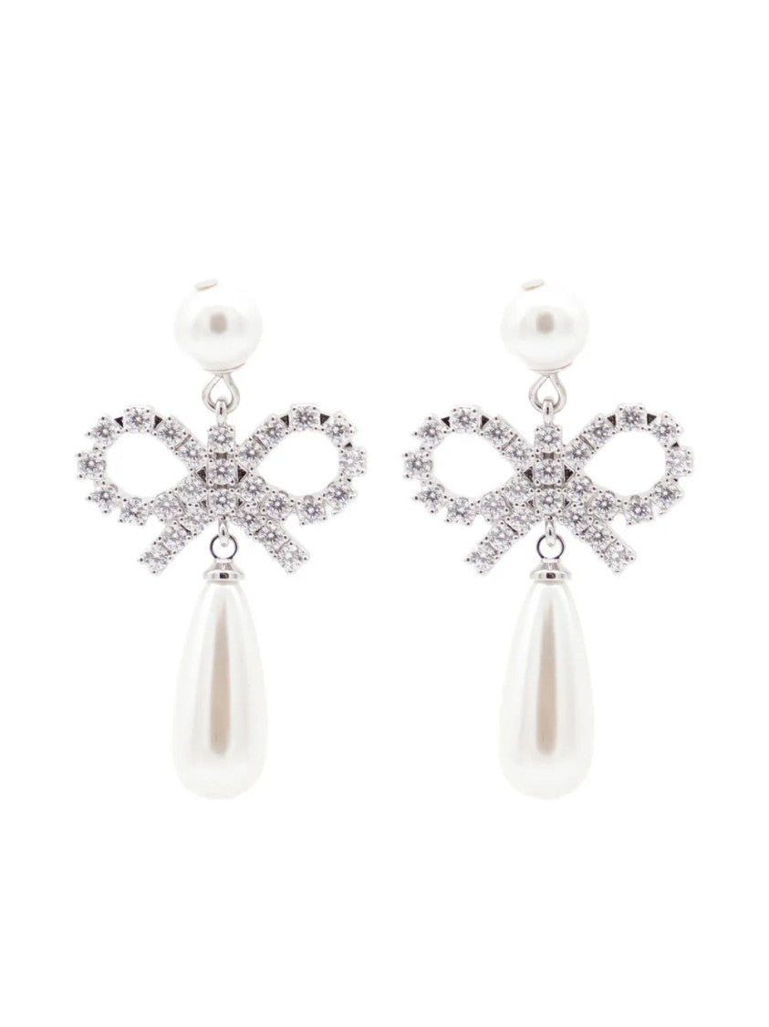 Self-Portrait Bow Droplet Earrings