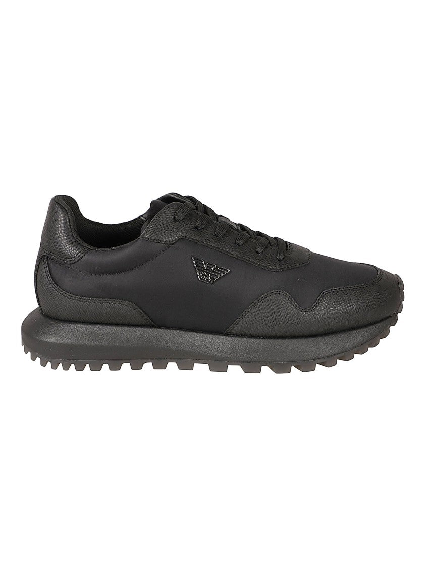 Emporio Armani Low-Profile Matte Finish Sneakers With Textured Sole
