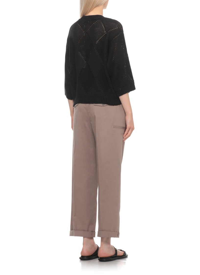 Peserico Black Sequined Linen-Cotton Sweater