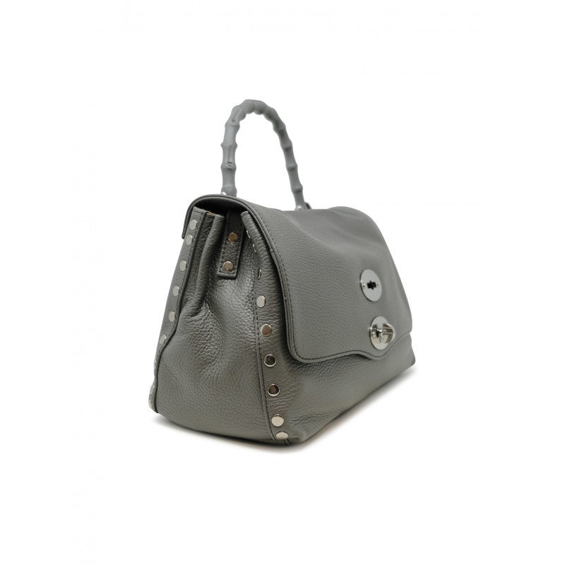 Zanellato Grey Montebianco Postina Daily S Bamboo Leather Handbag