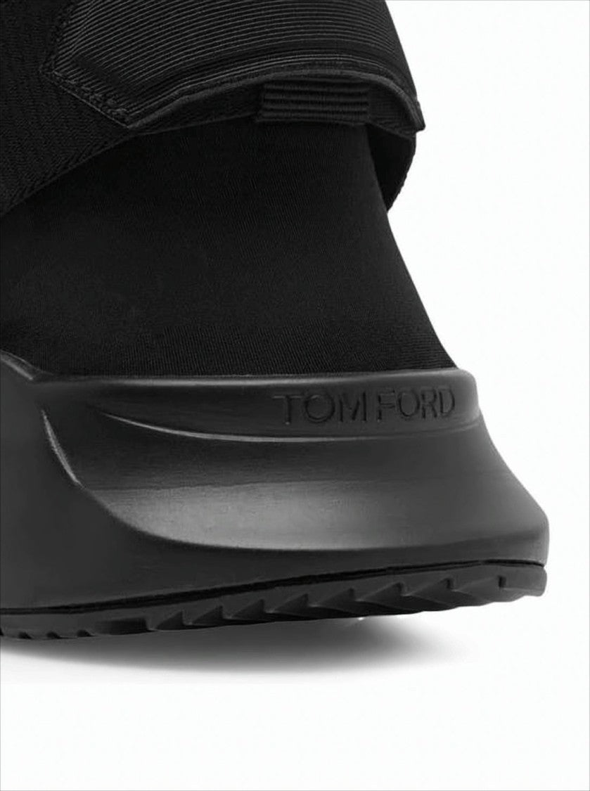 Tom Ford Textured Black Calf Leather Sneakers With Modern Silhouette