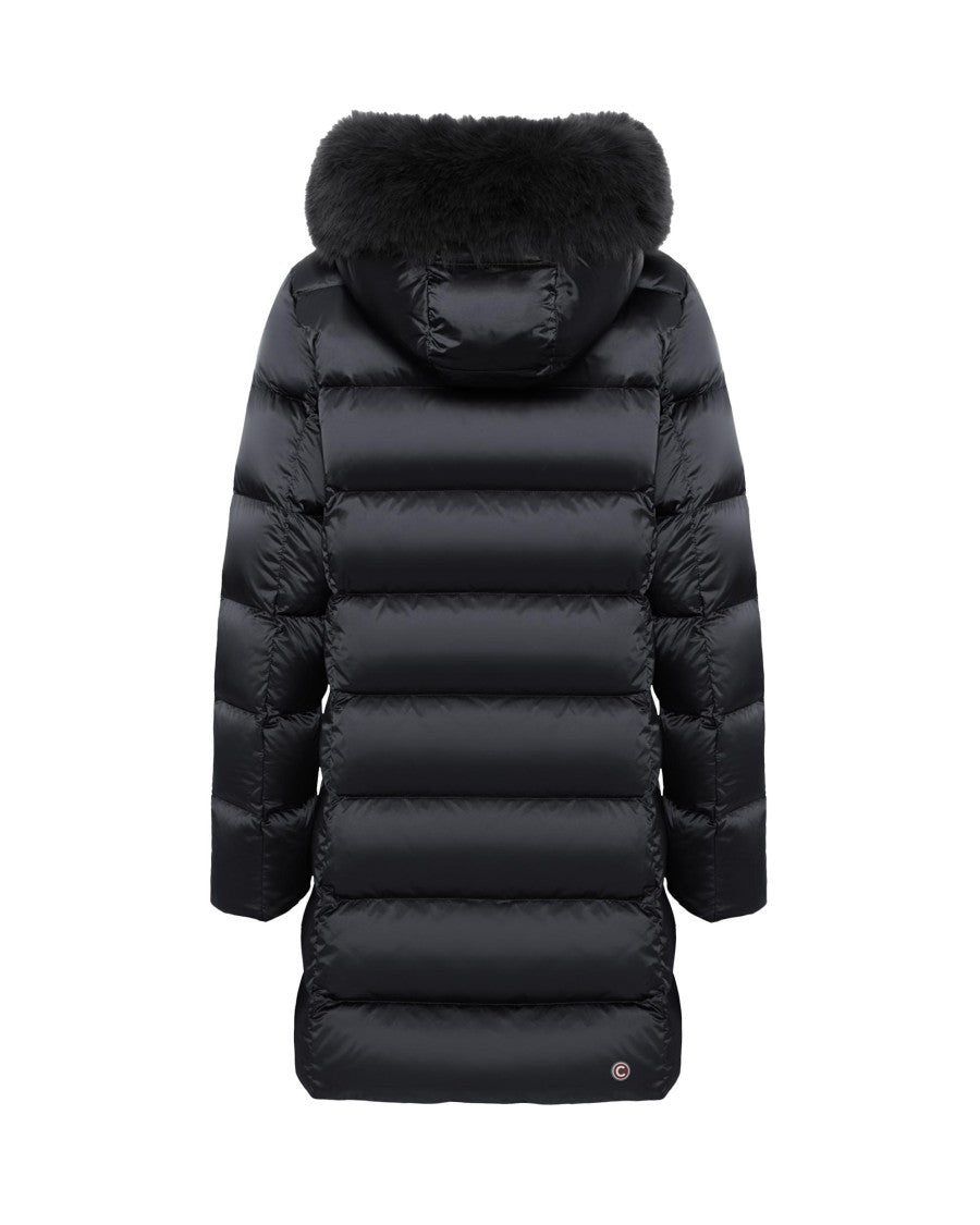 Colmar Mid-Length Black Puffer Coat With Detachable Fur Trim