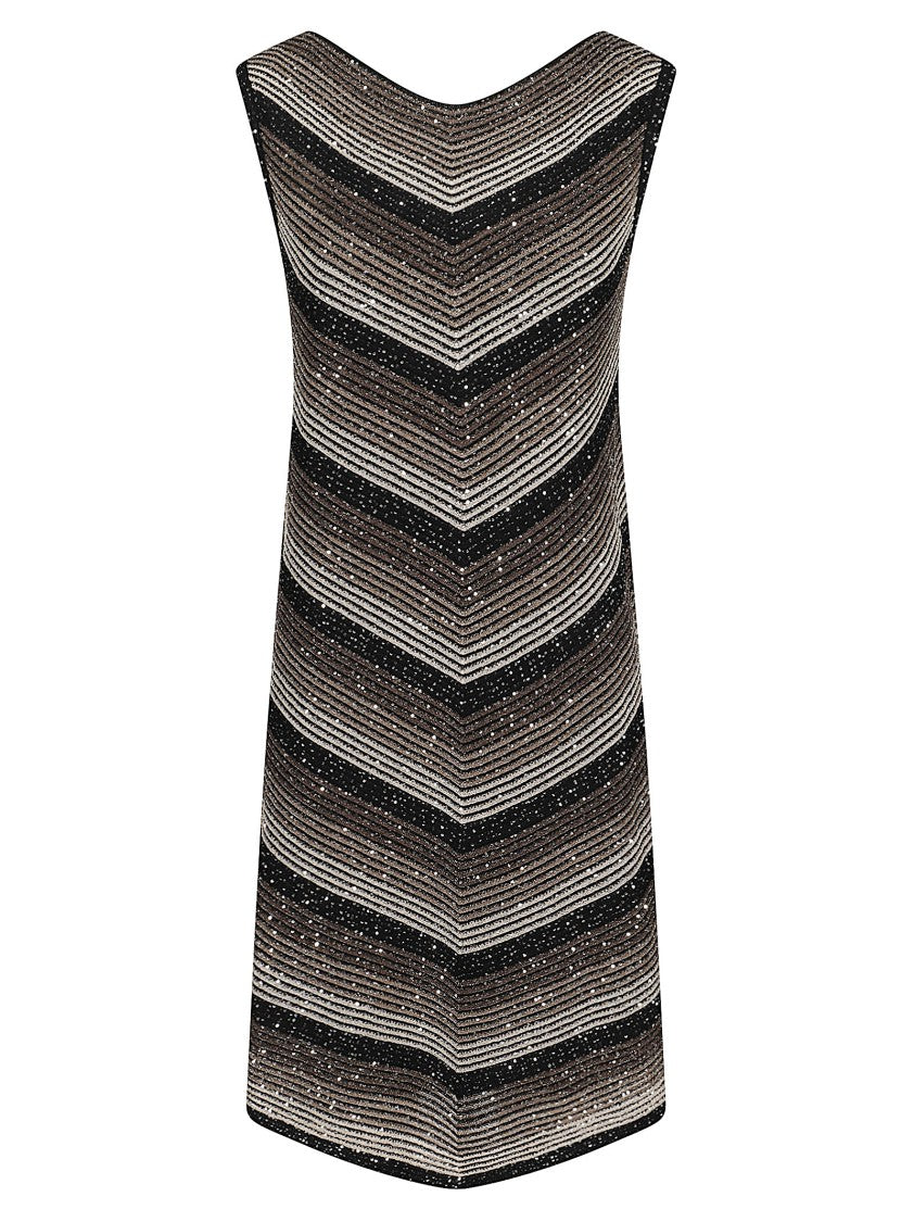 D. Exterior Chevron Knit Midi Dress With Sublime Shimmer