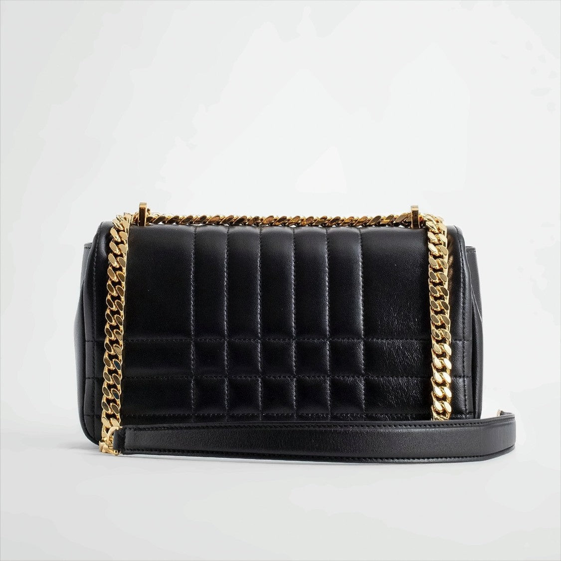 Burberry Quilted Black Lambskin Shoulder Bag With Chain Strap