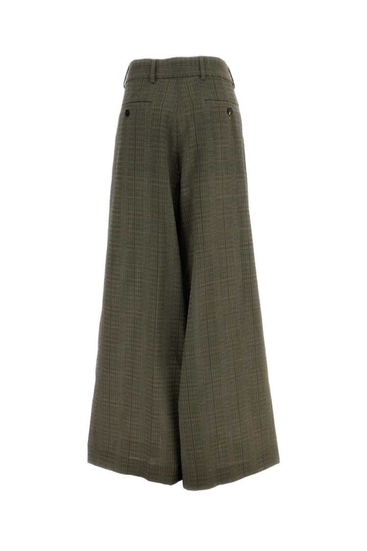 Dries Van Noten Oversized Check Pure Wool Wide-Leg Pants