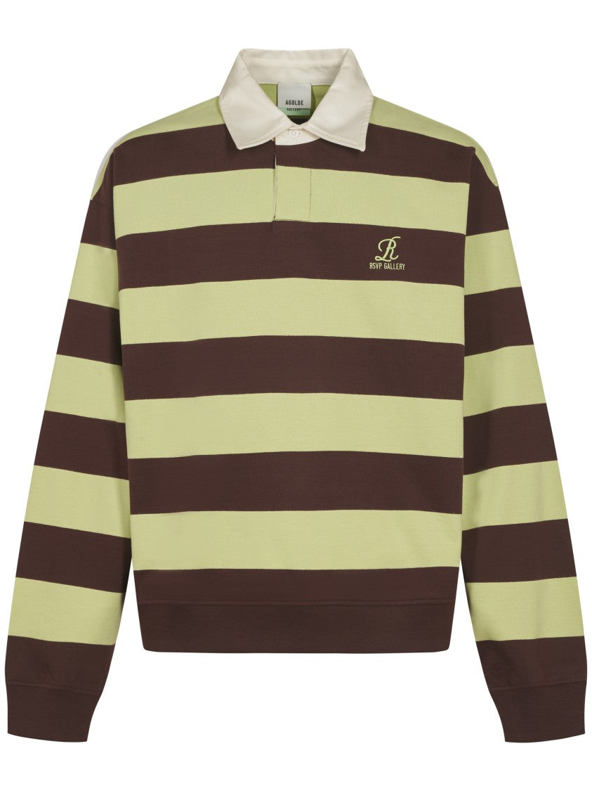 Agolde Long-Sleeved Polo With Bold Stripes