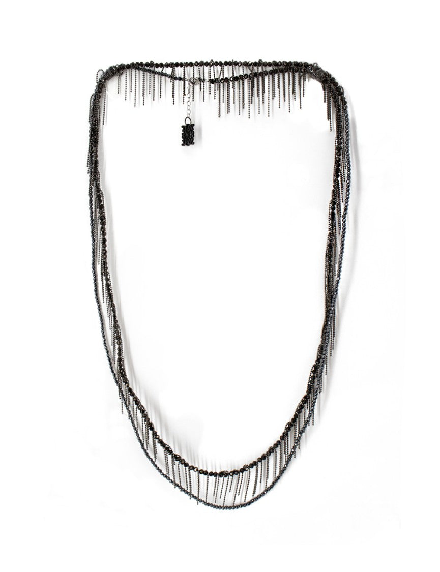 Panicale Layered Metal Necklace With Shiny Bead Design