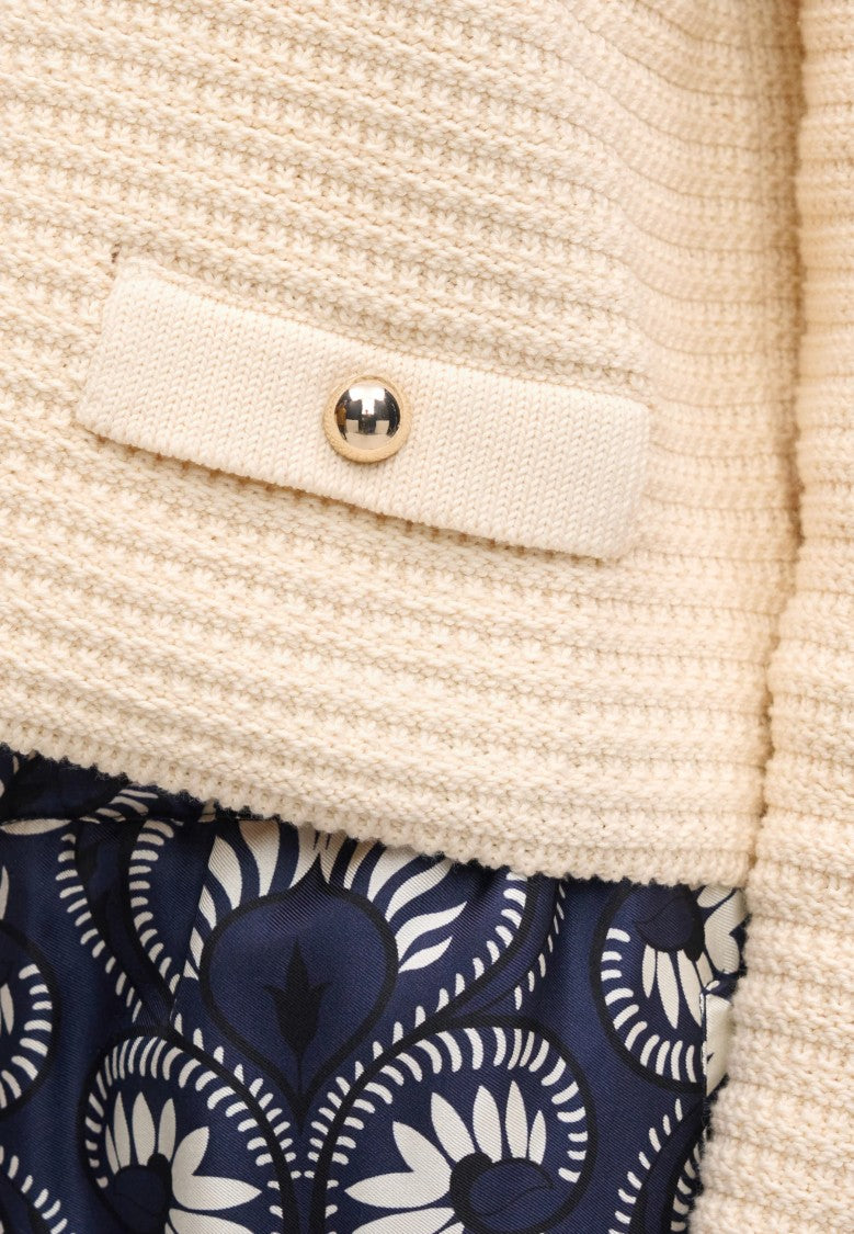 Max Mara Ecru Cotton Blend Cardigan Sweater