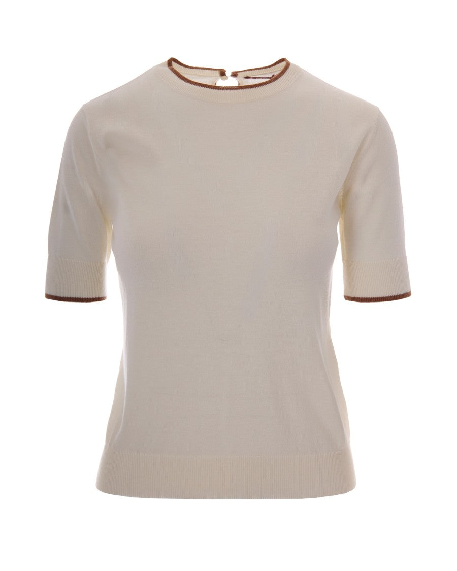 Max Mara White Agenda Silk-Blend Short-Sleeve Top