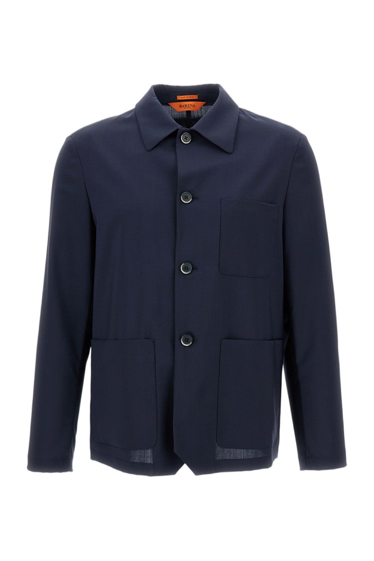 Barena Blue Visal Wool Overshirt