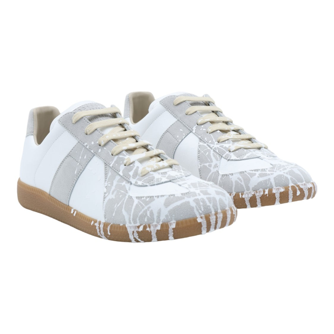 Maison Margiela Low-Top Sneakers With Artistic White Paint Splatter