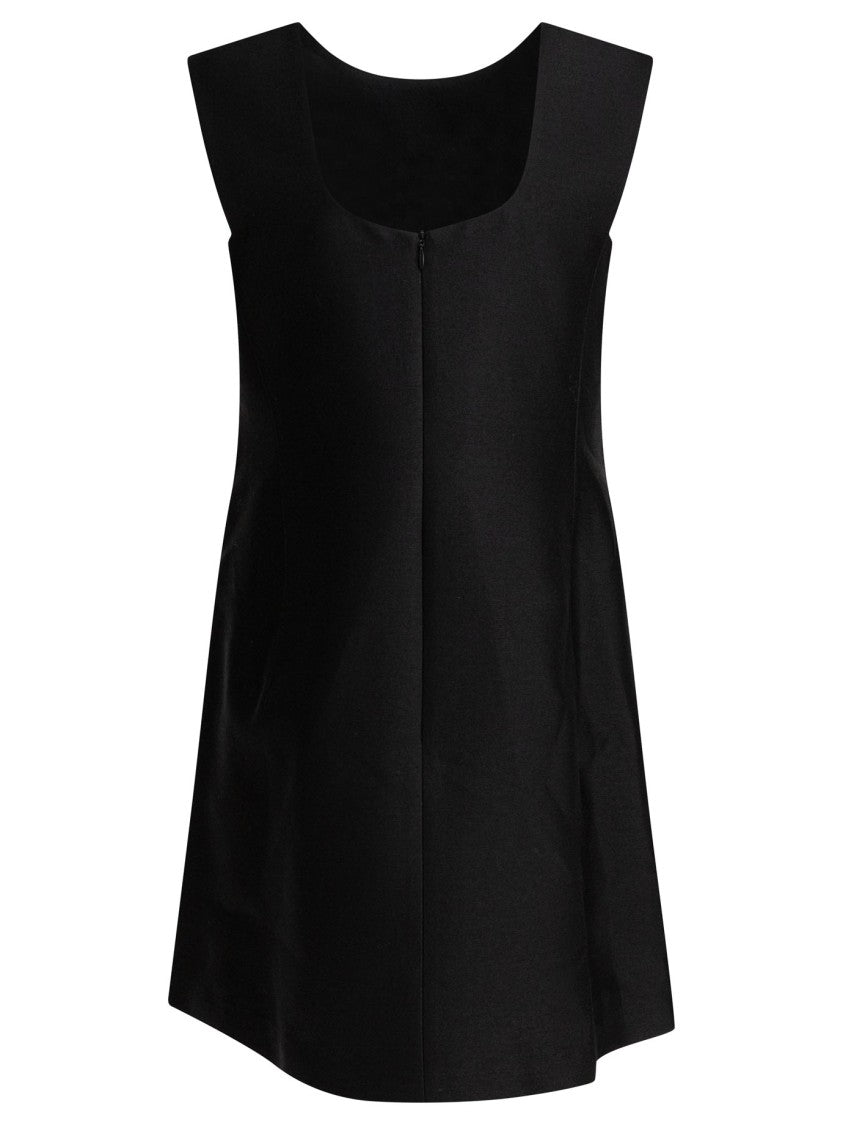 Sandbeige Black Dress With Flared Silhouette