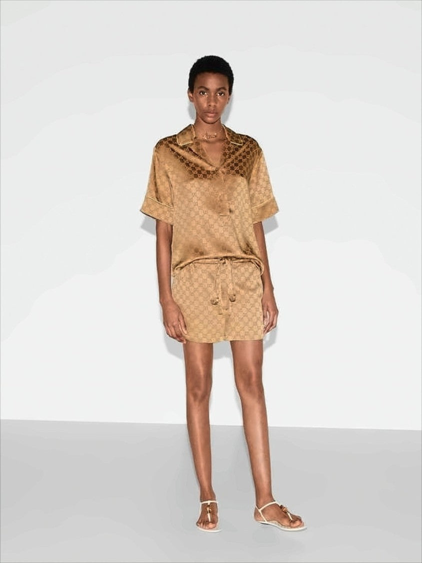 Gucci Silky Jacquard Short-Sleeved Shirt