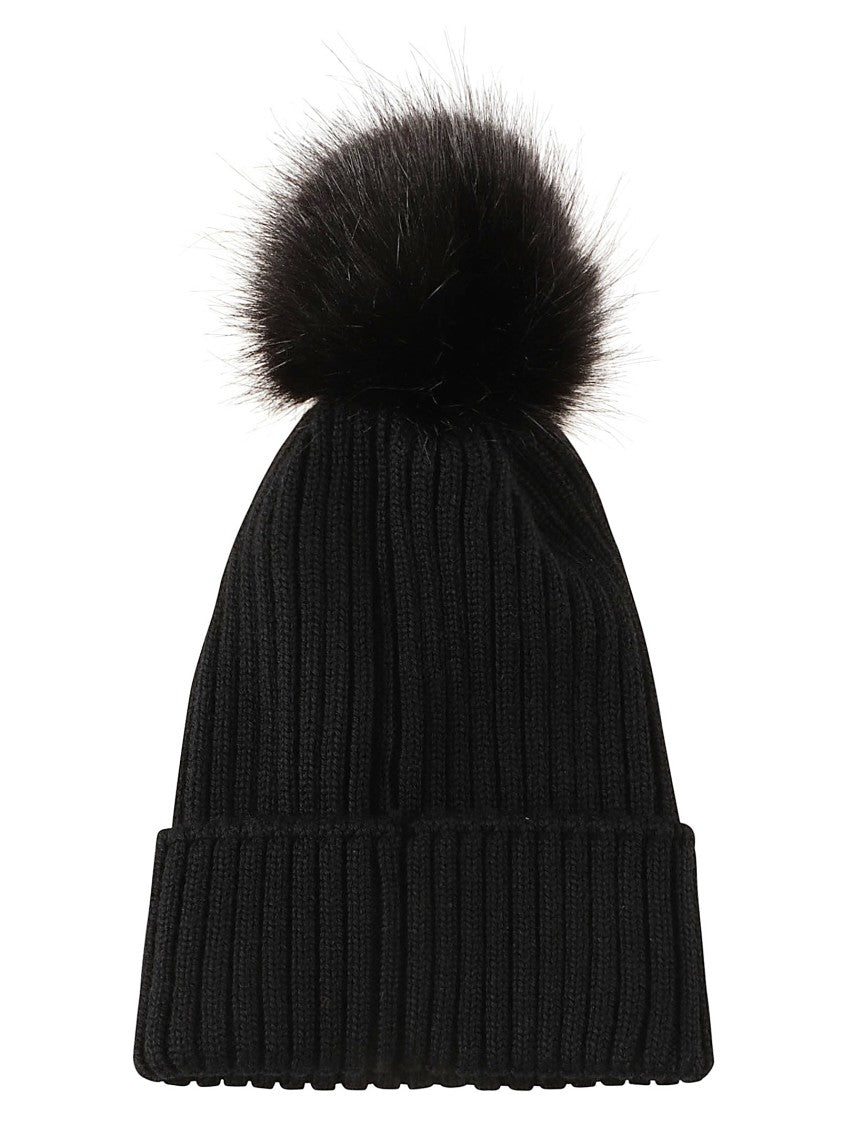 Moncler Kids Pom-Pom Ribbed Knit Beanie Hat
