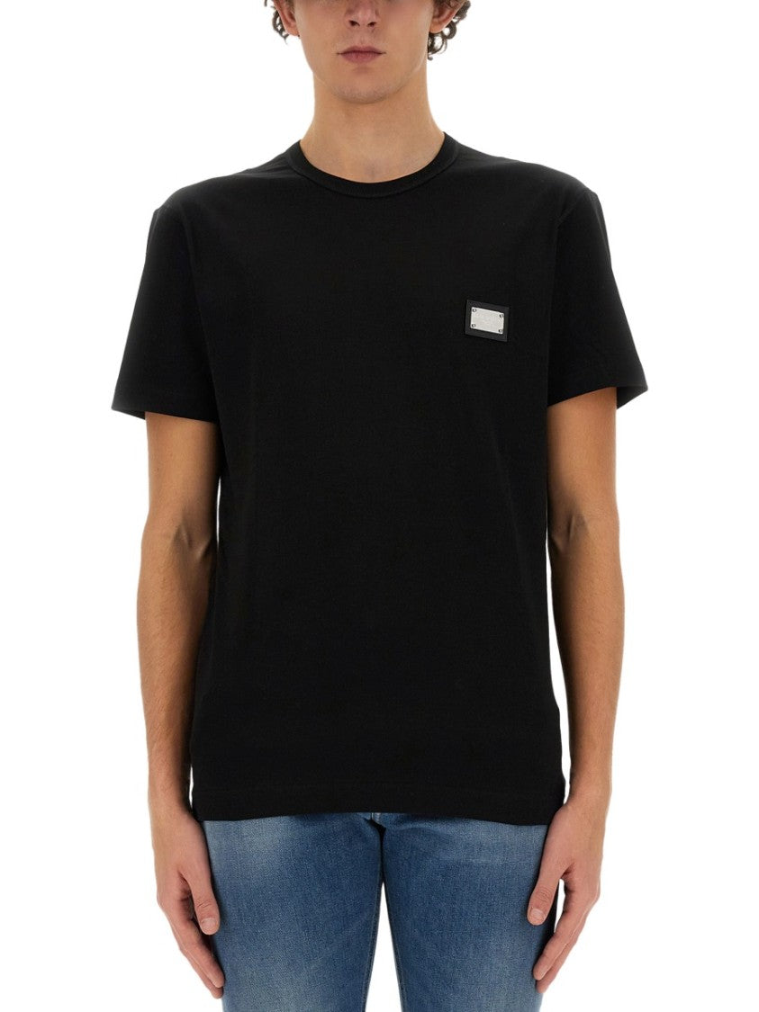 Dolce & Gabbana Regular Fit T-Shirt With Logo Plaque