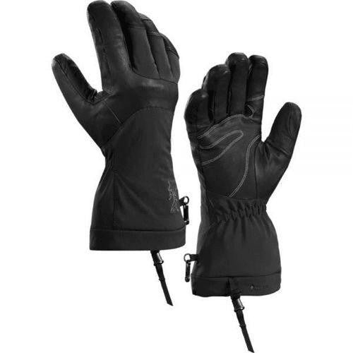 Arc'teryx Reinforced Black Goatskin Leather Gloves With Adjustable Straps