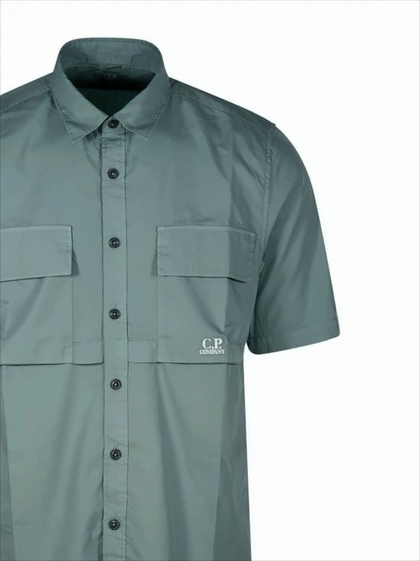 C.P. Company Short-Sleeve Button-Up Shirt With Classic Collar And Flap Pockets