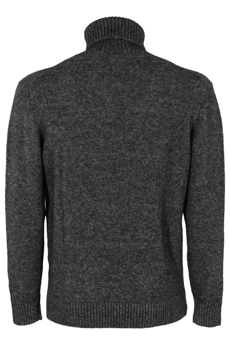 Kangra High Collar Knit Pullover With Ribbed Detailing