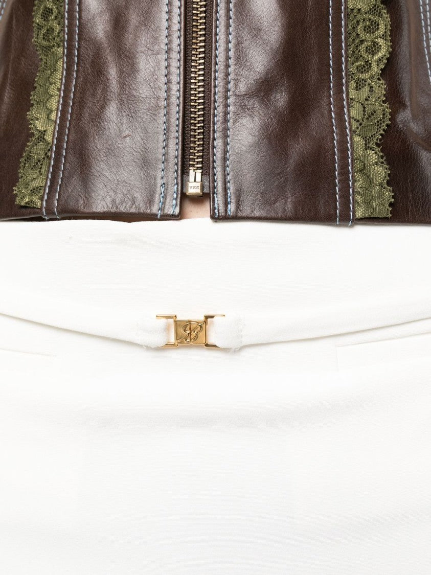 Blumarine Thigh-Length White Belted Skirt