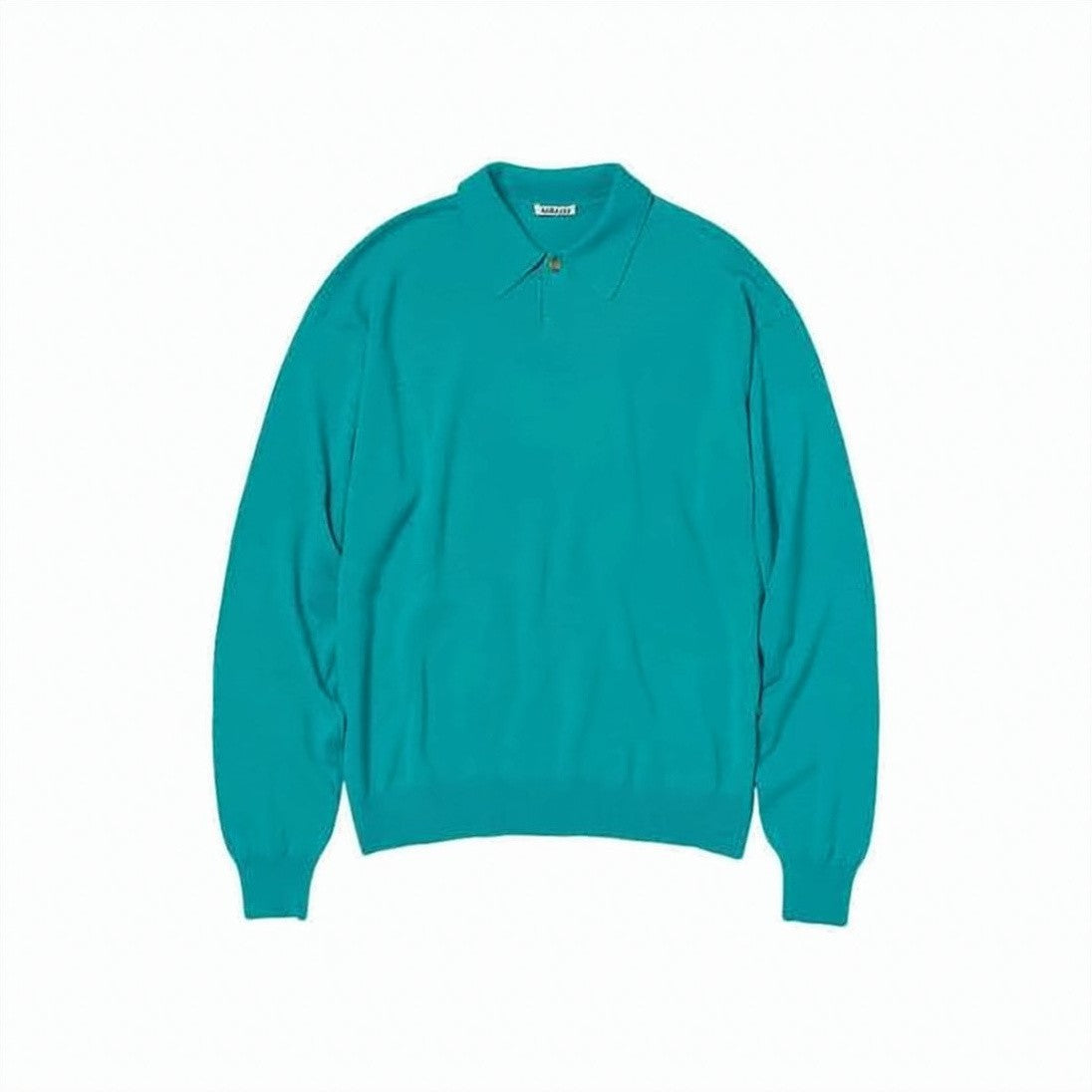 Auralee Teal Knit Sweater With Classic Collar