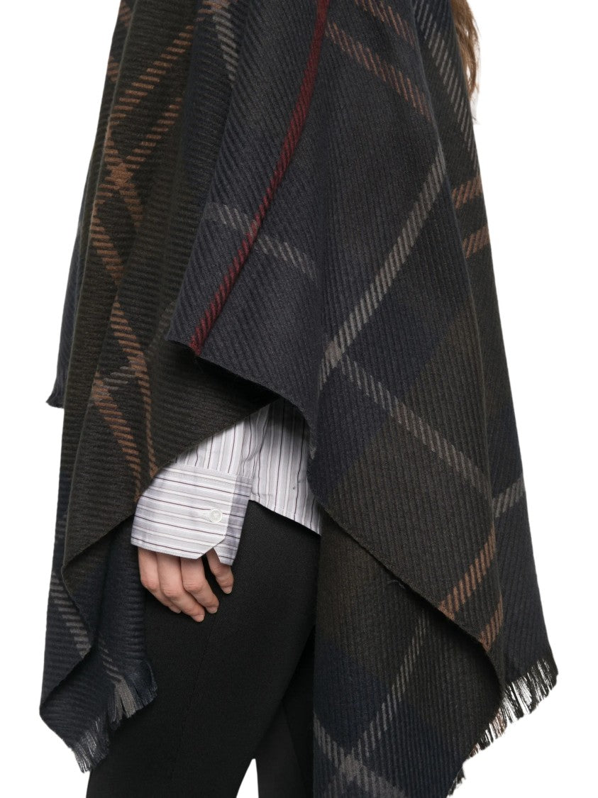 Barbour Fringed Checked Cape