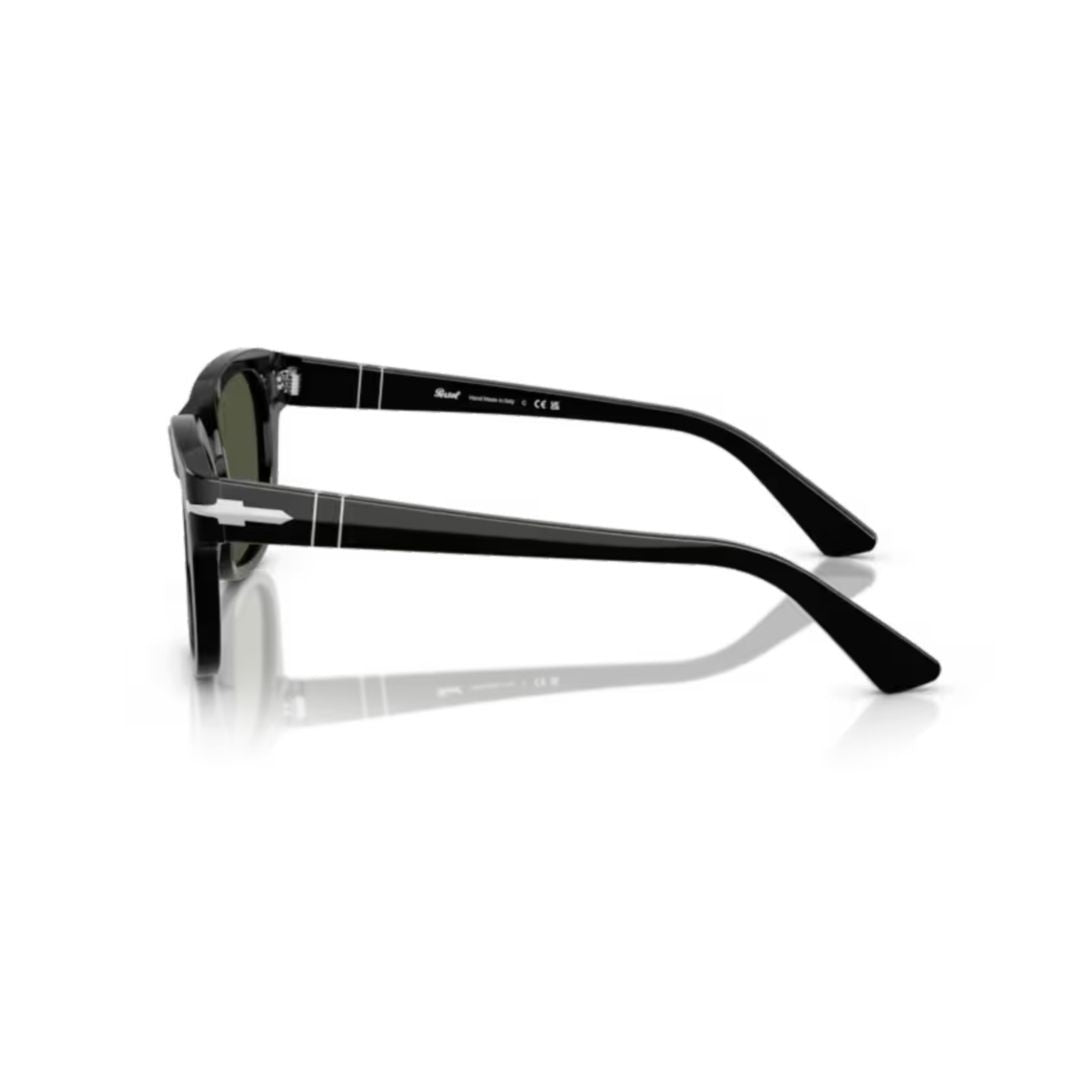 Persol 0Po3372s Rectangular Black Acetate Sunglasses With Silver Arrow Detail