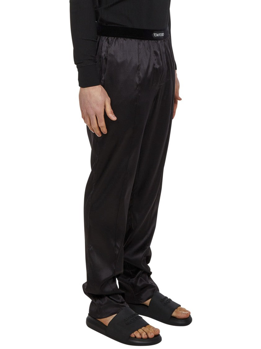 Tom Ford Dark Brown Silk Satin Pajama Pants