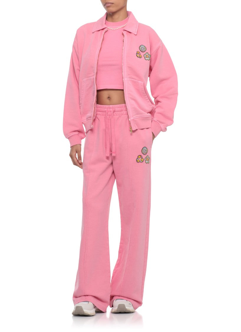 Casablanca Relaxed Wide-Leg Cotton Pants With Embroidered Patches