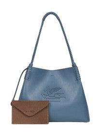 Etro Blue Medium Leather Shopping Bag
