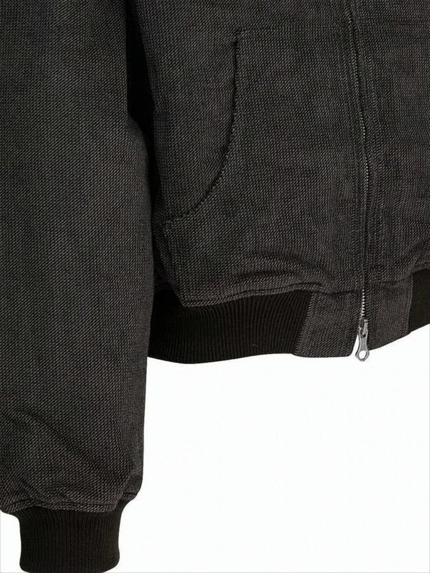 Our Legacy Textured Black Denim Jacket With Quilted Lining