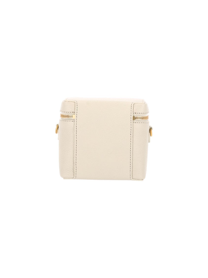 Thom Browne Cream Pebbled Leather Adjustable Strap Pouch