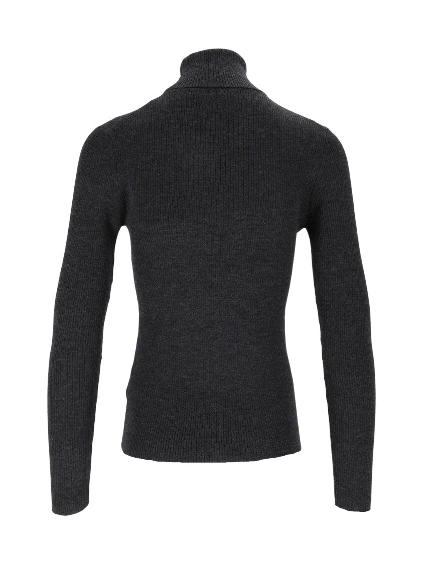 Mc2 Saint Barth Fitted Ribbed Turtleneck Sweater In Extrafine Merino Wool