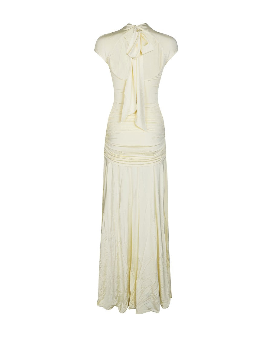 Self-Portrait Draped Jersey Yellow Dress