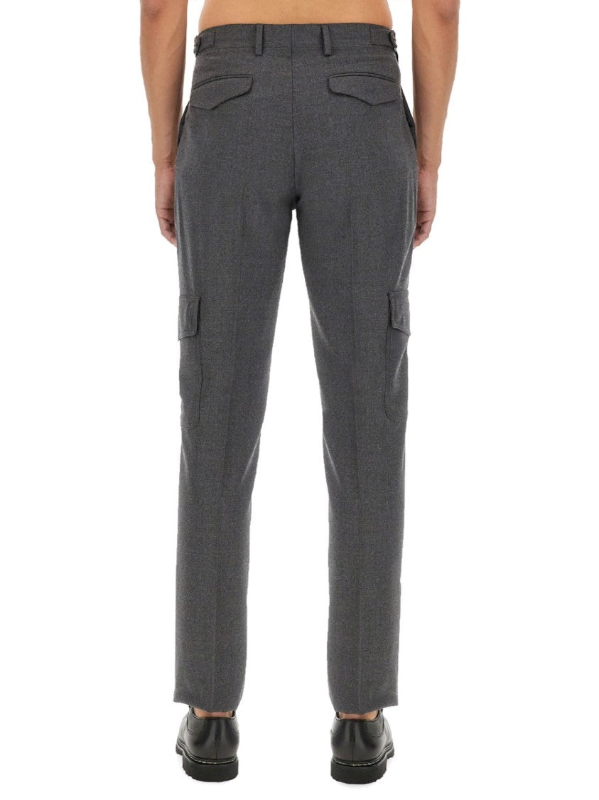 Lardini Tailored Grey Wool Pants With Cargo Pockets