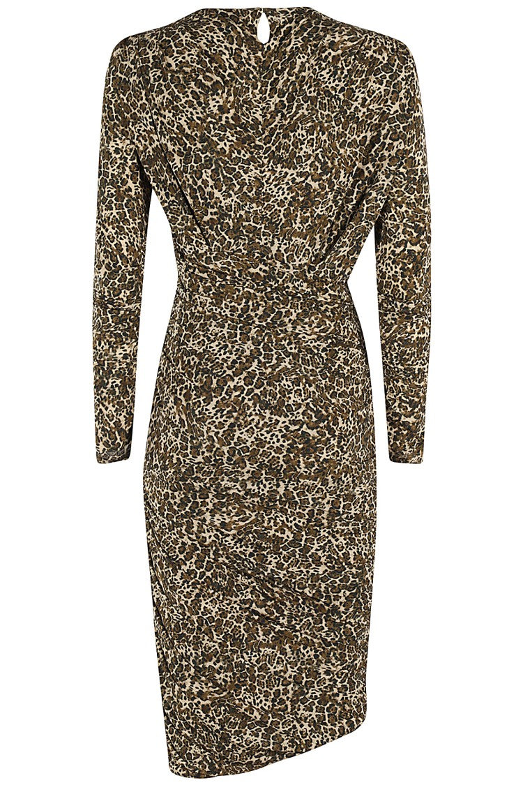 Isabel Marant Draped Midi Dress In Leopard Print