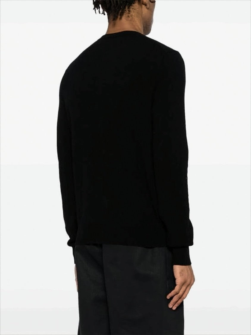 Comme Des Garçons Wool Cardigan With Dual Heart Embroidery