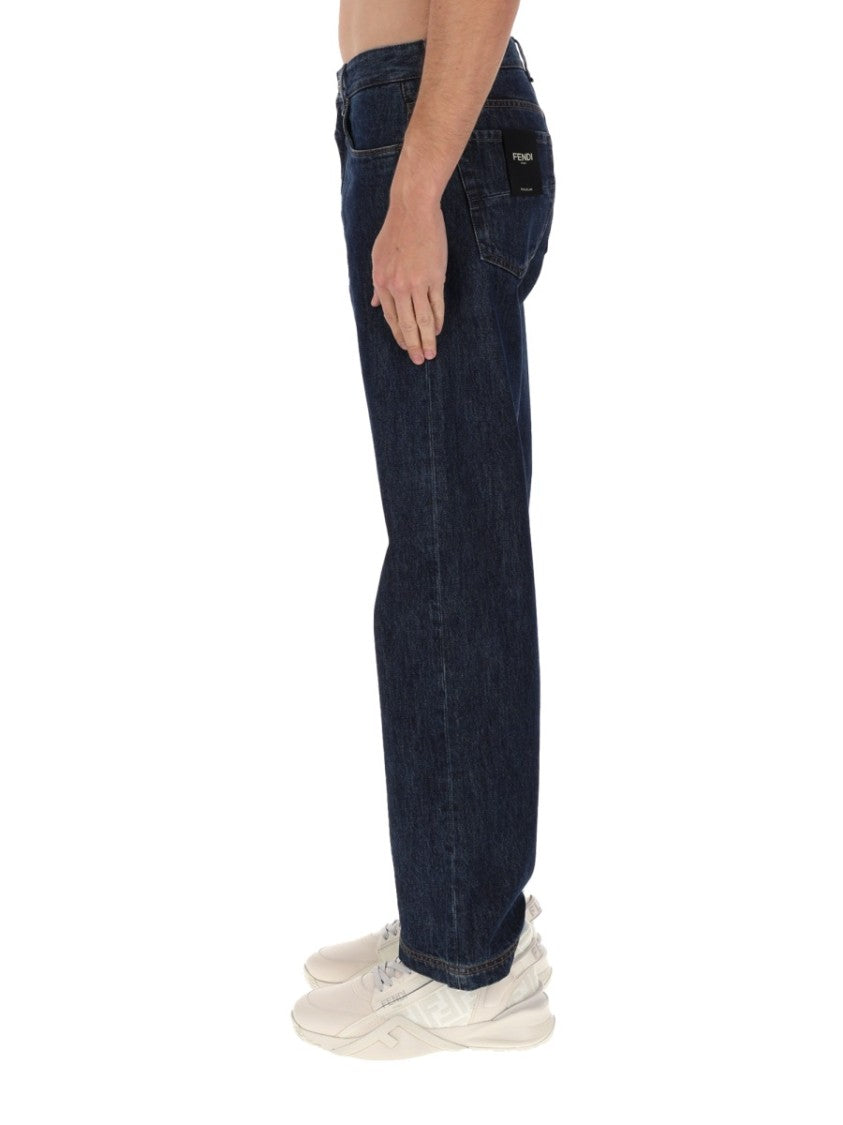 Fendi Contrast Stitching Straight-Leg Denim Jeans