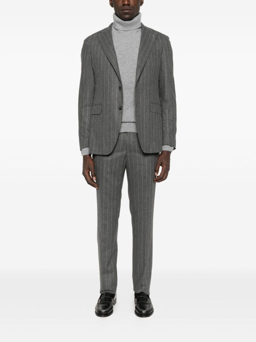 Tagliatore Tailored Grey Suit With Subtle Pinstripe Pattern